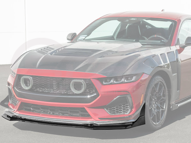 2024-Up Ford Mustang S650 | GTV Style GLOSSY BLACK Add-On Front Lip Splitter Ground Effects